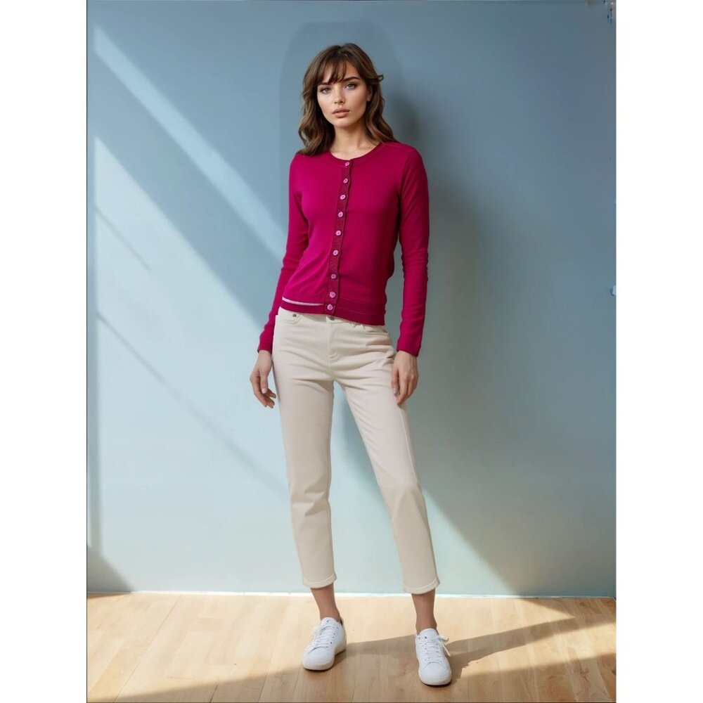 Modcloth Women's‎ Comfy Oversized Pretzel XS Button-Up Knit Cardigan Berry Pink